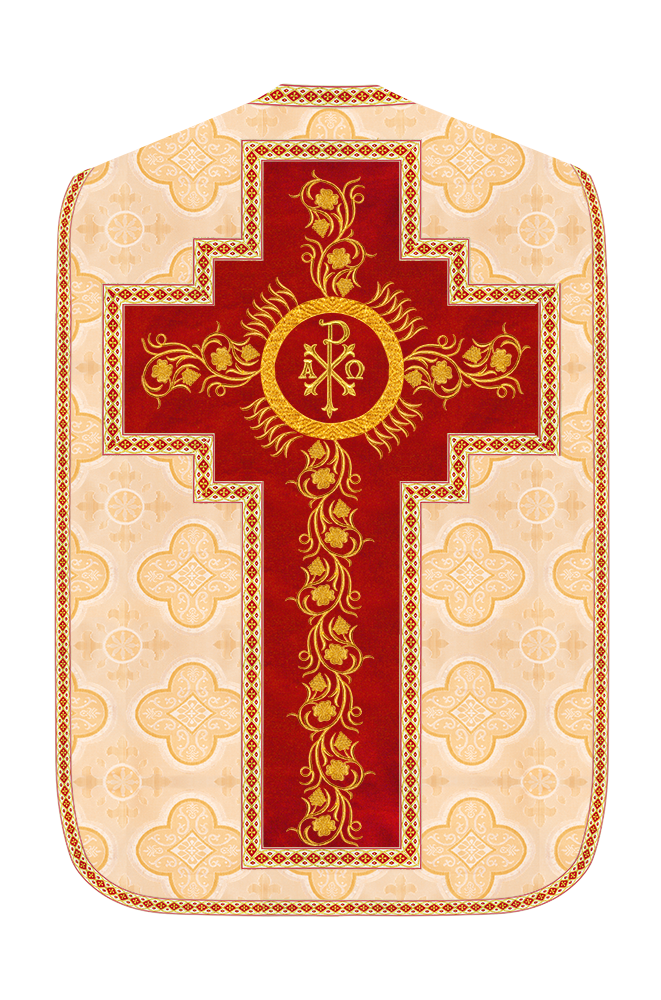 Roman Chasuble Vestment With Grapes Embroidery and Trims