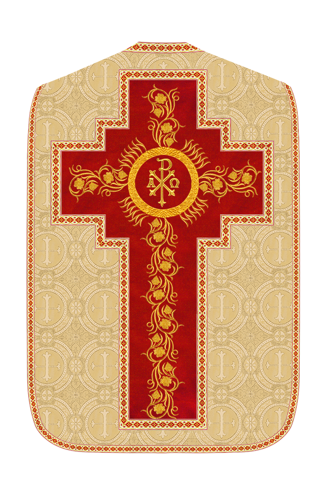 Roman Chasuble Vestment With Grapes Embroidery and Trims