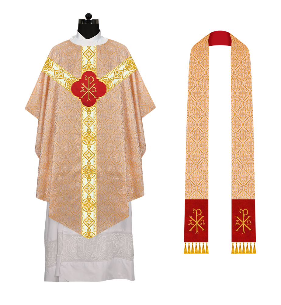 Pugin Chasuble with Intricate Embroidery and Orphrey Details