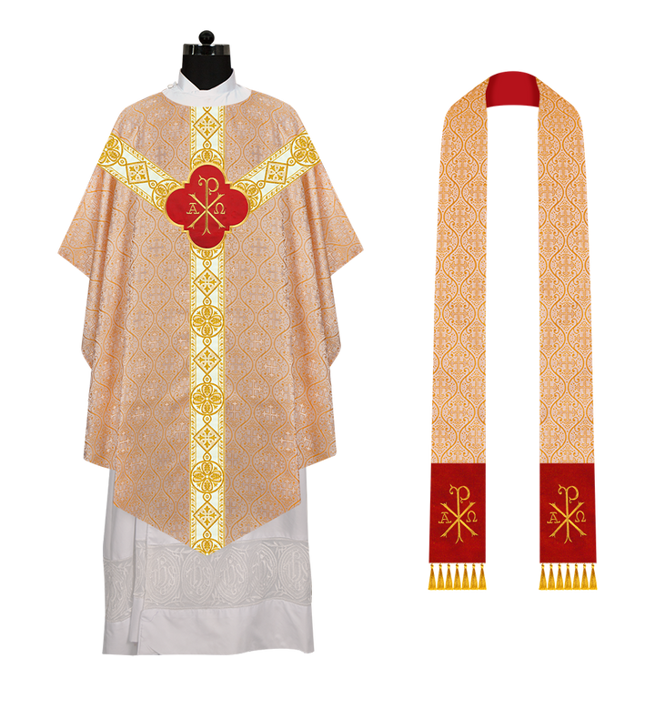 Pugin Chasuble with Intricate Embroidery and Orphrey Details