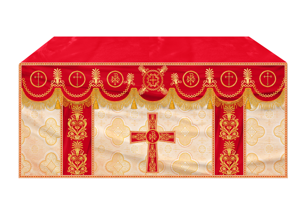 Altar Cloth with Embroidered Motif and Trims