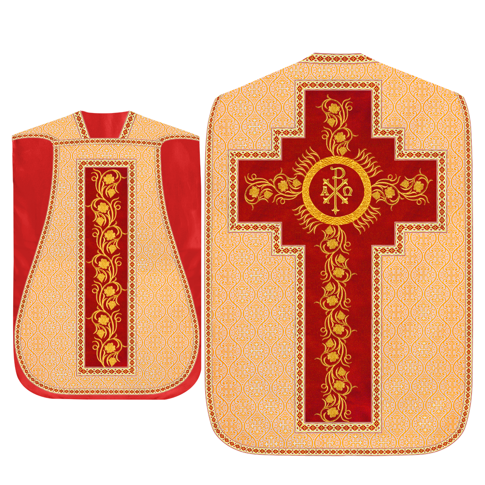 Roman Chasuble Vestment With Grapes Embroidery and Trims