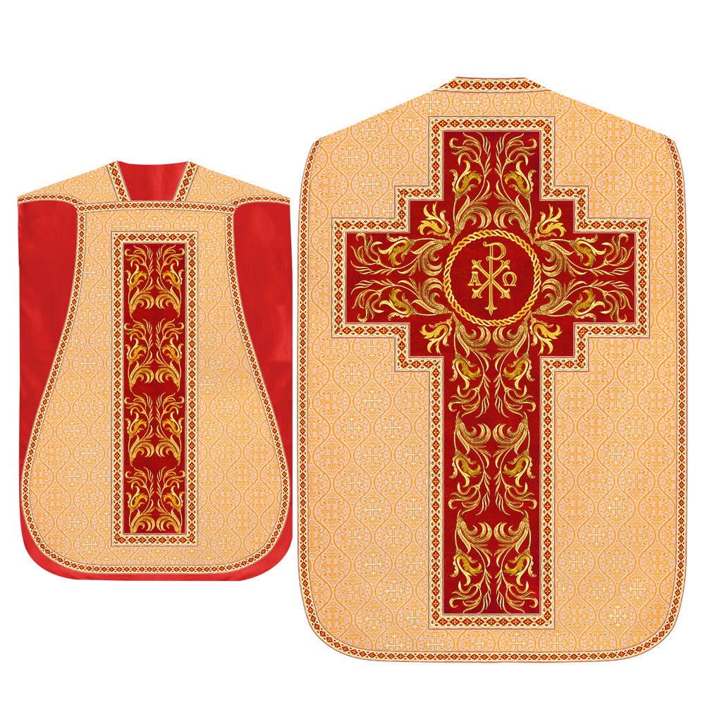 Roman Chasuble Vestment With Woven Braids and Trims