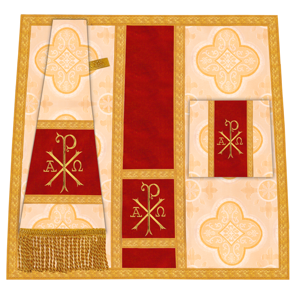 Roman Chasuble Vestment with Spiritual Motif and Ornate Braids