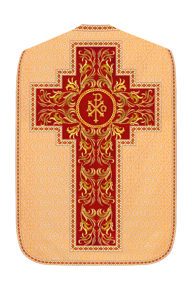 Roman Chasuble Vestment With Woven Braids and Trims