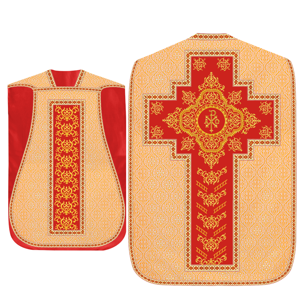Traditional Fiddleback Vestment With Motifs and Trims