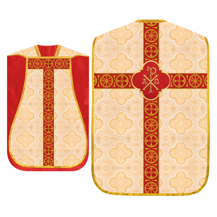 Roman Chasuble Vestment with Spiritual Motif and Ornate Braids