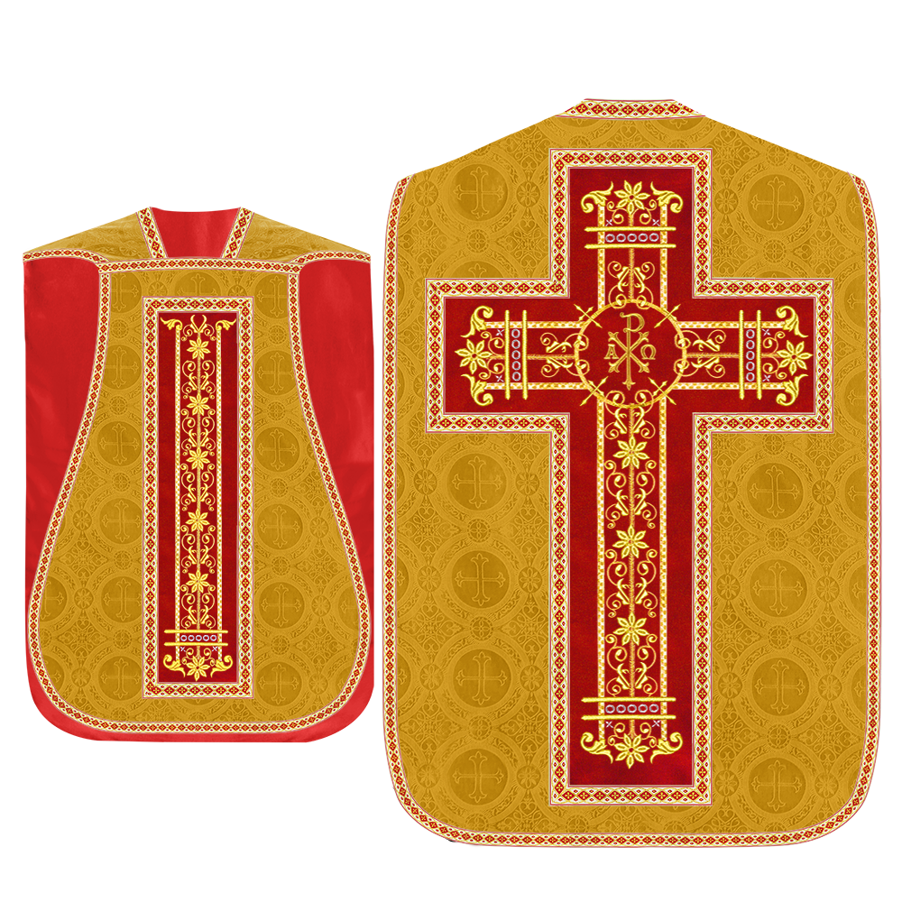 Roman Chasuble Vestment Enhanced With Orphrey and Trims