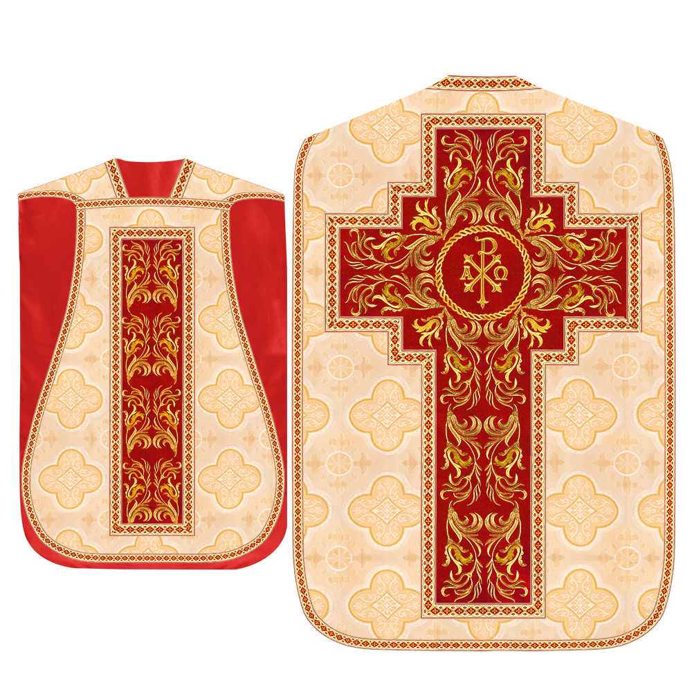 Roman Chasuble Vestment With Woven Braids and Trims