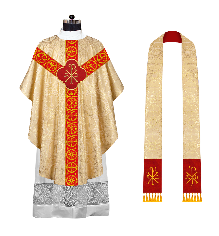 Gothic Chasuble Vestment with Y type braided orphrey