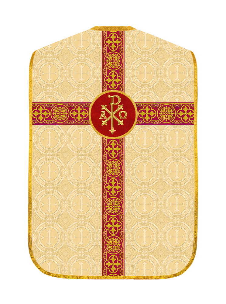 Fiddleback Vestment with Motif and woven Braided Trims