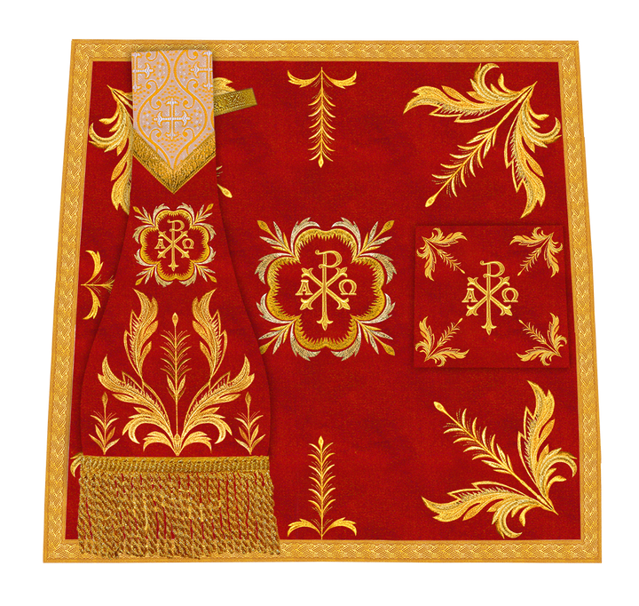 Set of Four Roman Chasuble with liturgical motifs