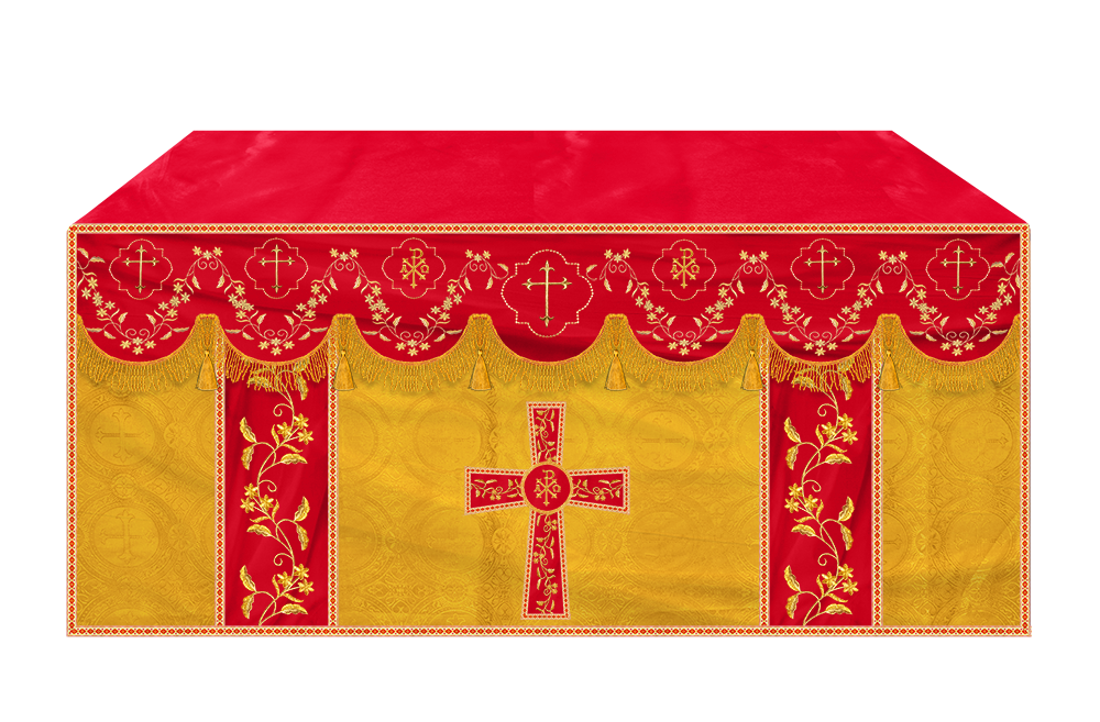 Altar Table Cloth With Floral Embroidery trims
