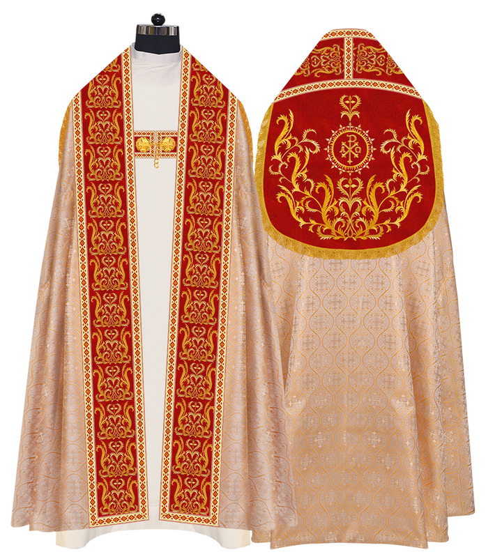 Roman Cope Vestment with Braid Embroidered Orphrey