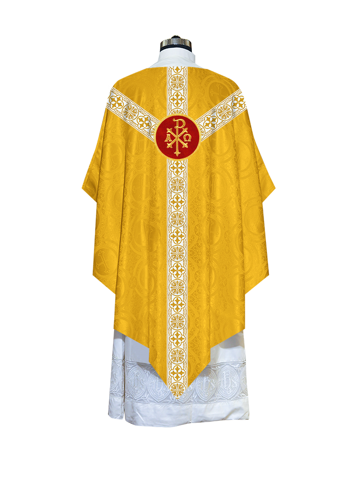 Traditional Pugin Style Chasuble Adorned with White Braids