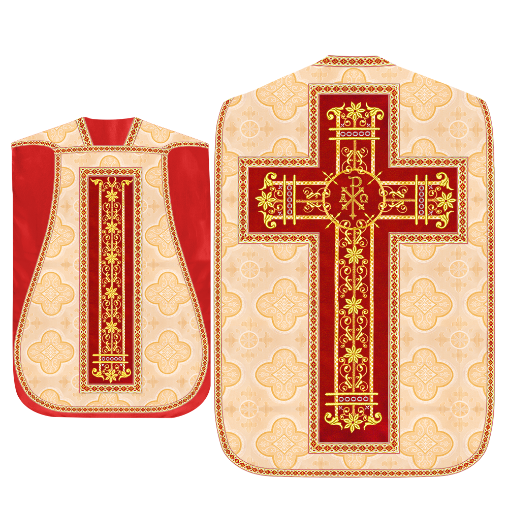 Roman Chasuble Vestment Enhanced With Orphrey and Trims