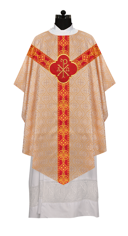 Pugin Chasuble with Intricate Embroidery and Orphrey Details