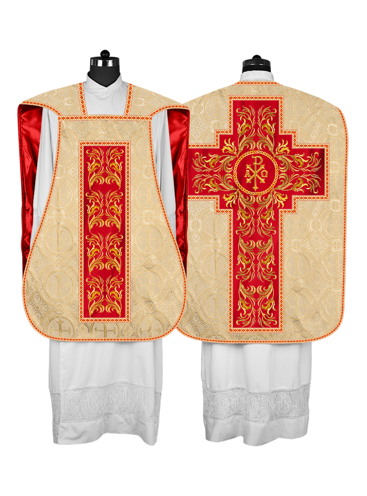 Roman Chasuble Vestment With Woven Braids and Trims