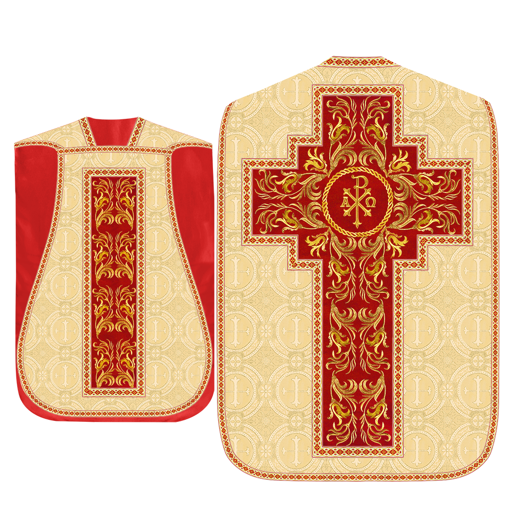 Roman Chasuble Vestment With Woven Braids and Trims