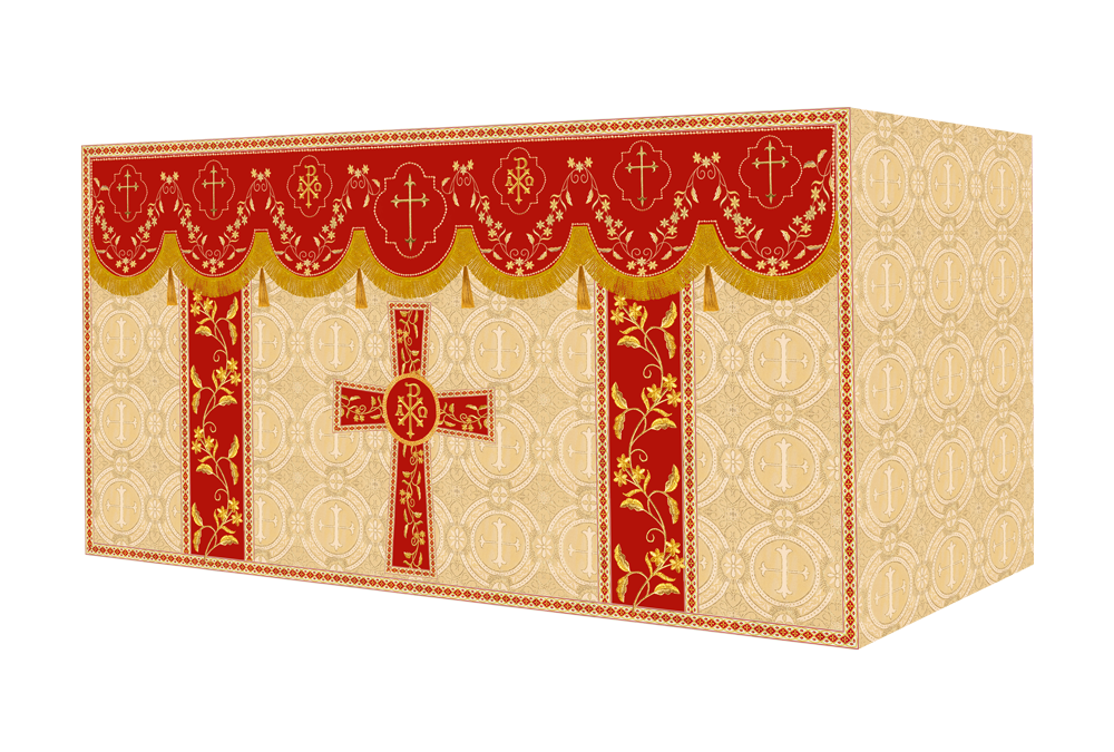 Altar Table Cloth With Floral Embroidery trims