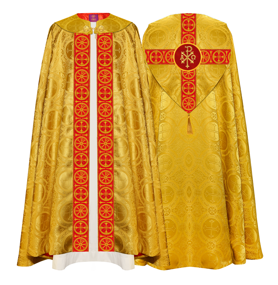 Gothic Cope Vestment with Cross Type Braided Motif