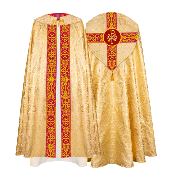 Gothic Cope Vestment with Cross type Braided Trims and motif