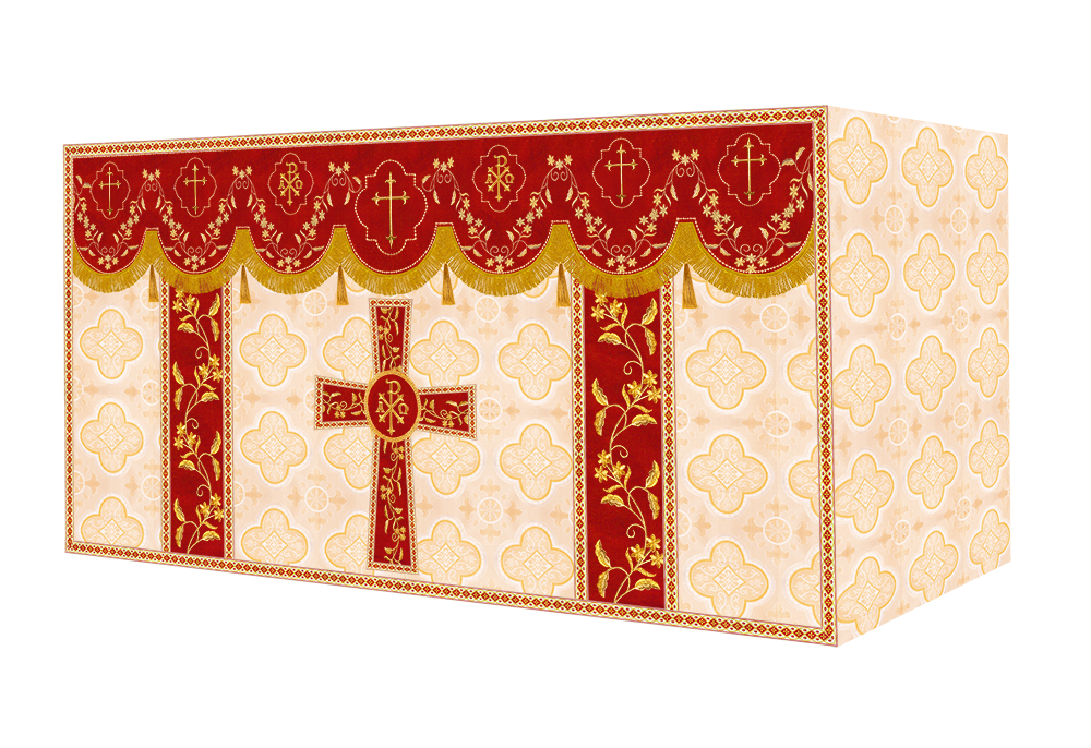 Altar Table Cloth With Floral Embroidery trims