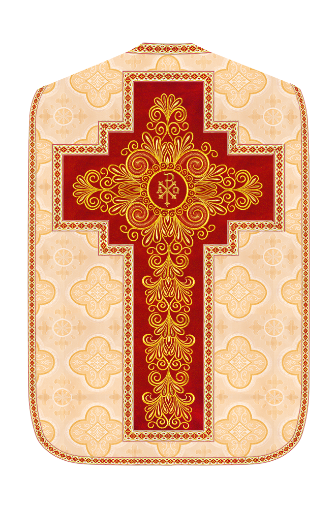 Roman Chasuble Vestment enriched With Coloured Braids and Trims