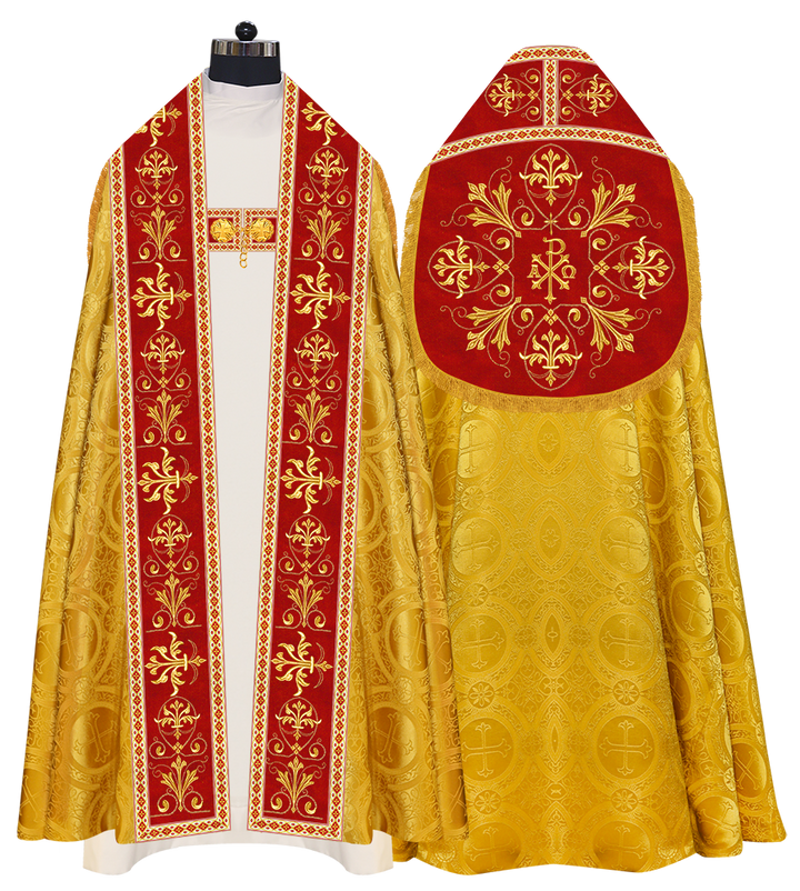 Embroidered Roman Cope Vestment with Braided Trims