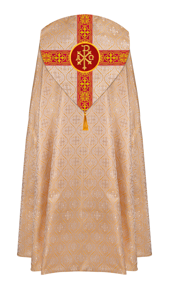 Gothic Cope Vestment with Cross type Braided Trims and motif