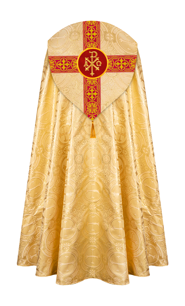 Gothic Cope Vestment with Cross type Braided Trims and motif