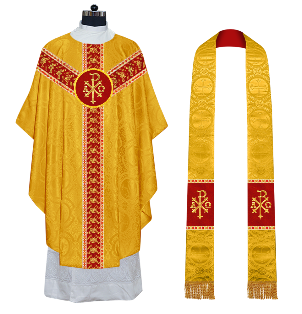 Gothic Chasuble Vestments With Ornate Embroidery And Trims