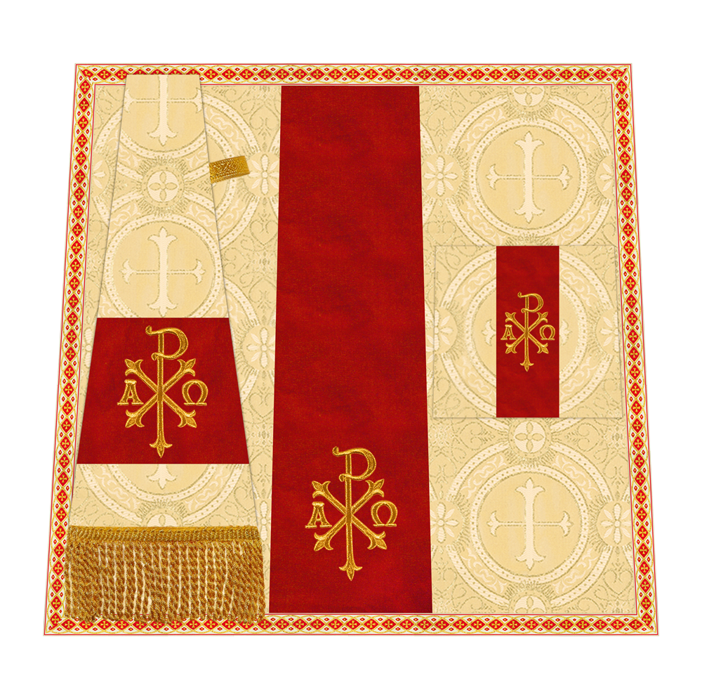 Catholic Mass Set with Embroidered Motif and Trims