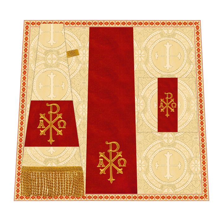 Catholic Mass Set with Embroidered Motif and Trims