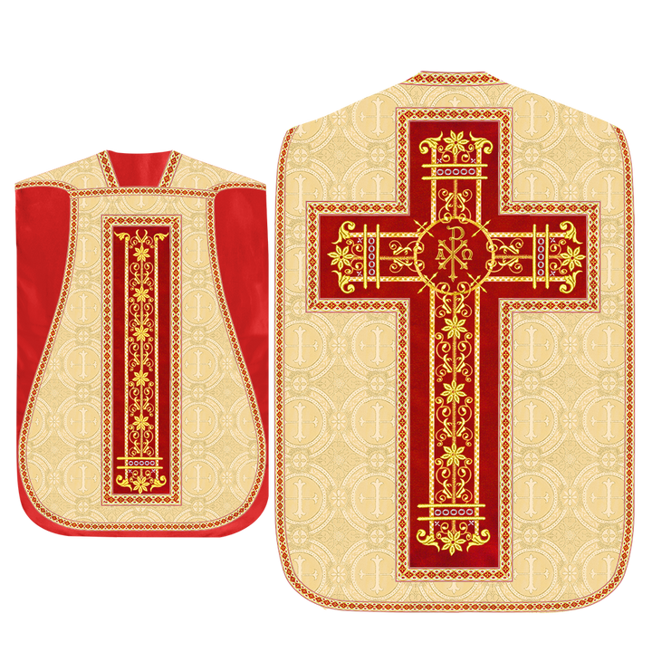 Roman Chasuble Vestment Enhanced With Orphrey and Trims