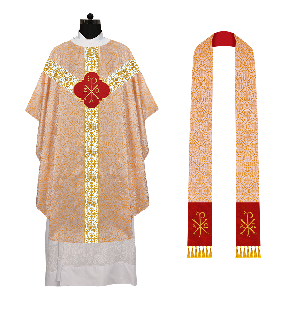 Gothic Chasuble with Embroidered Motif and Orphrey