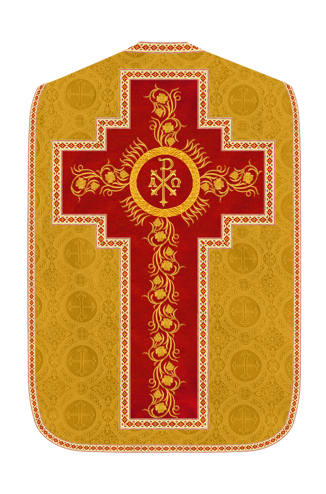 Roman Chasuble Vestment With Grapes Embroidery and Trims