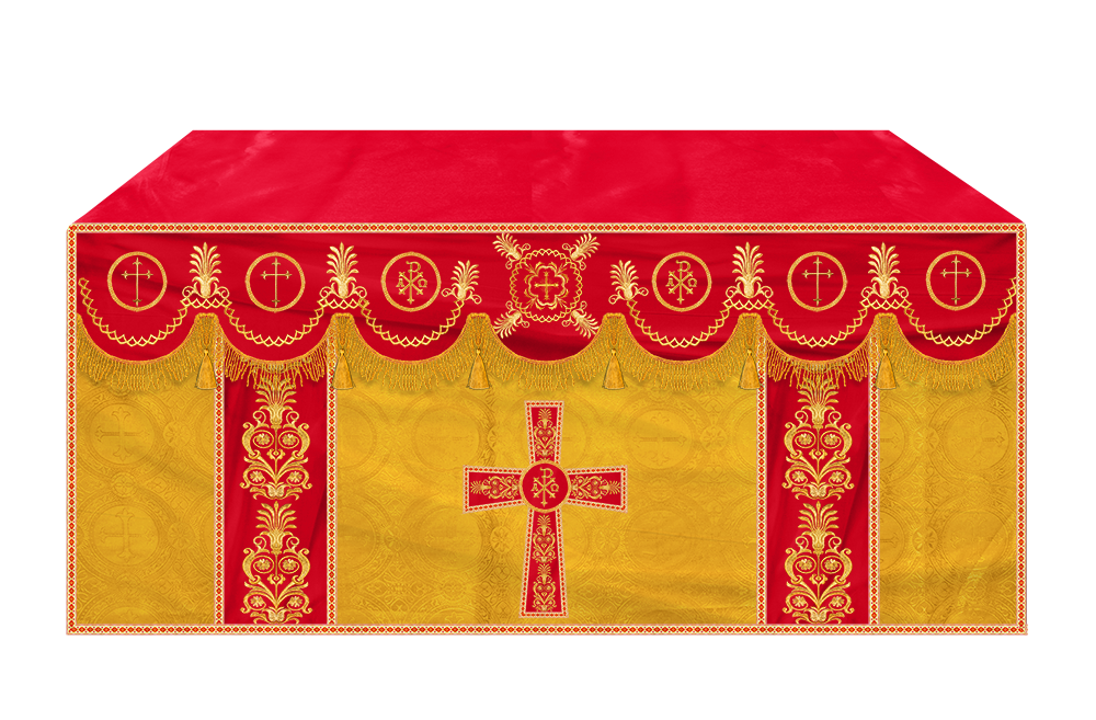 Altar Cloth with Embroidered Motif and Trims