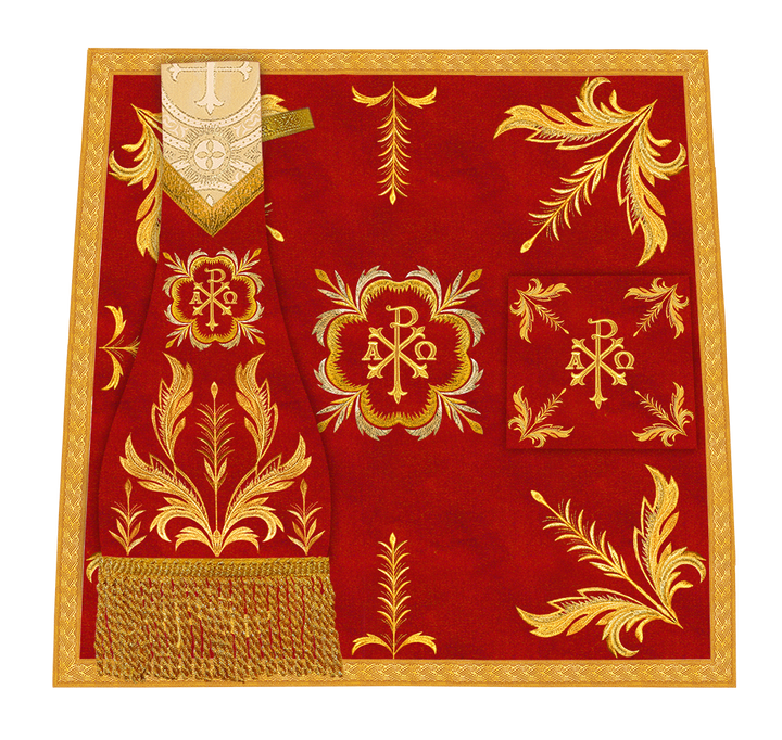 Set of Four Roman Chasuble with liturgical motifs