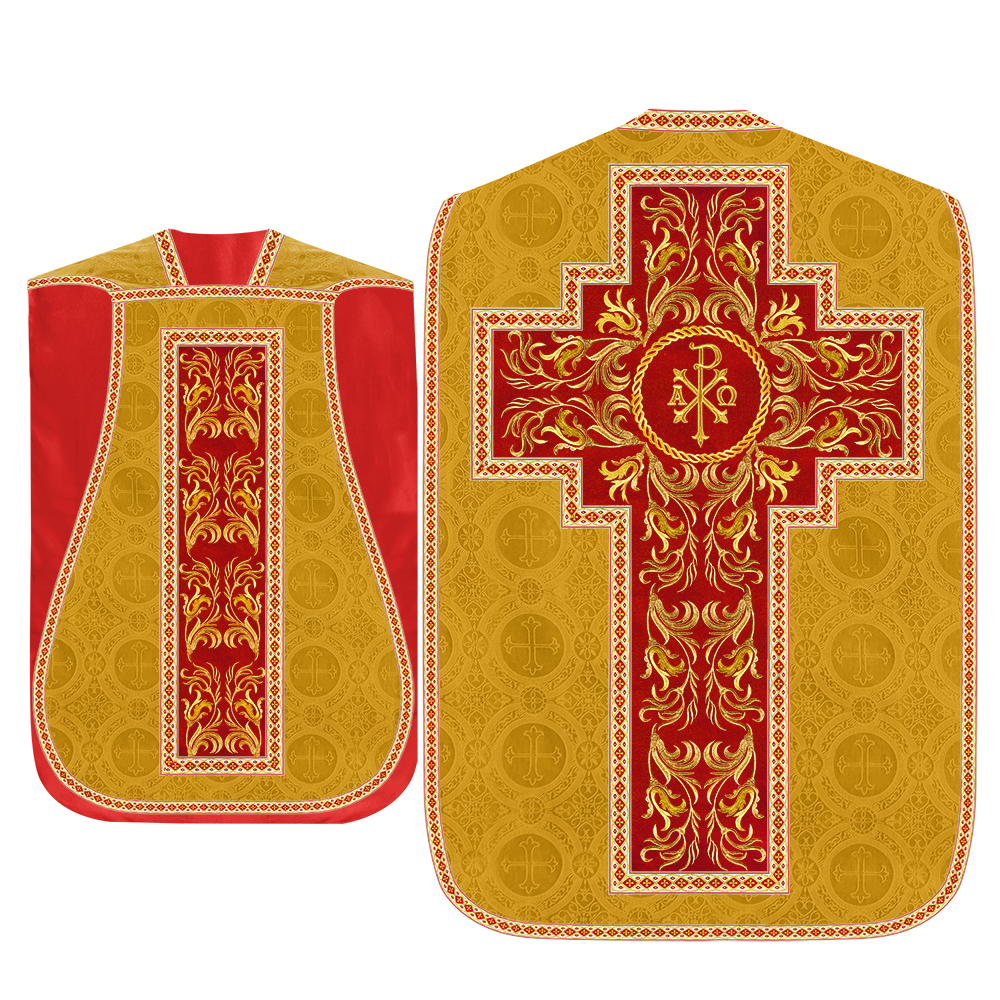 Roman Chasuble Vestment With Woven Braids and Trims