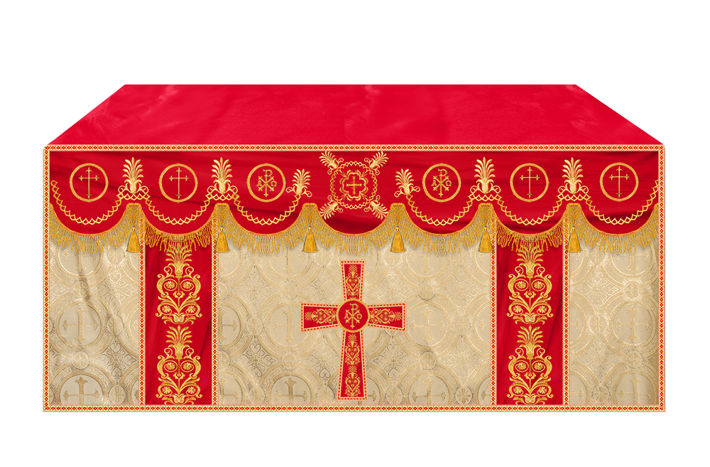 Altar Cloth with Embroidered Motif and Trims