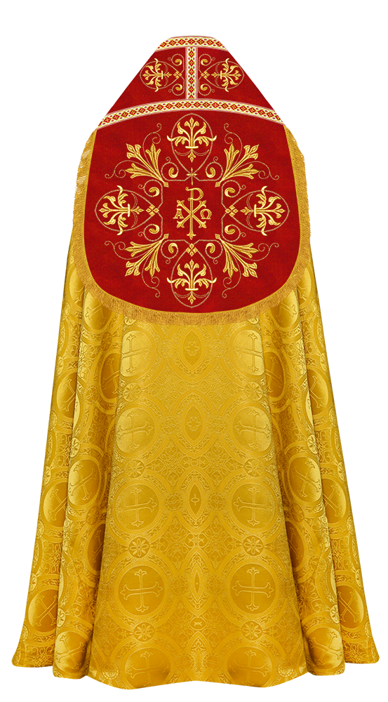 Embroidered Roman Cope Vestment with Braided Trims