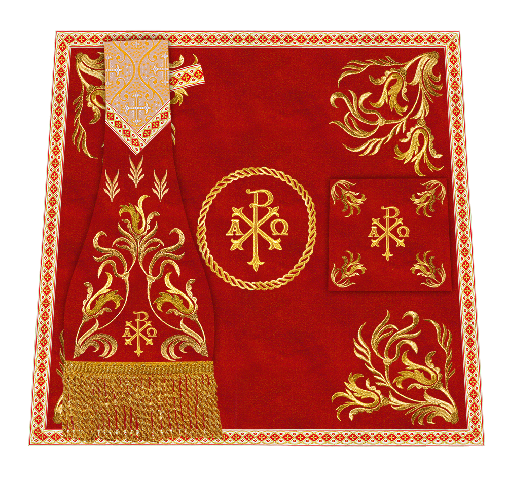 Set of Four Liturgical Embroidery Roman Chasubles