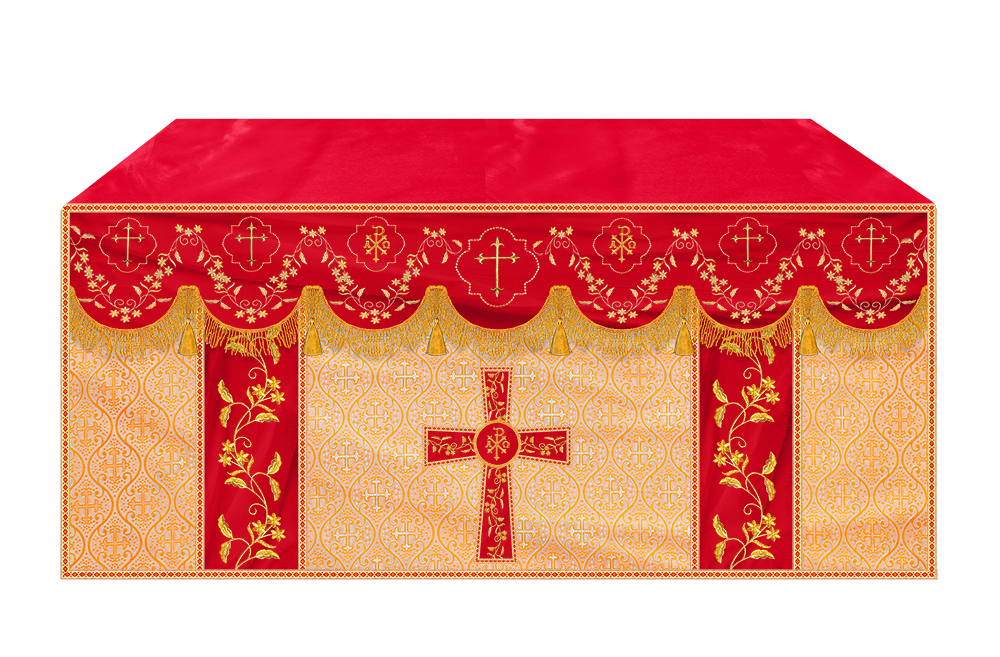 Altar Table Cloth With Floral Embroidery trims