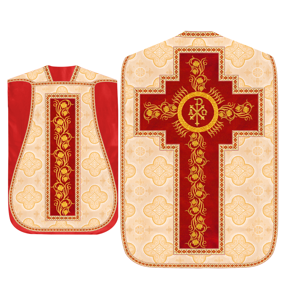 Roman Chasuble Vestment With Grapes Embroidery and Trims