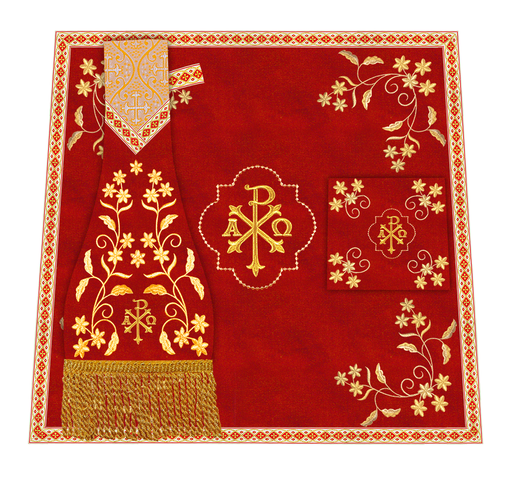 Set of Four Floral Embroidery Roman Chasuble