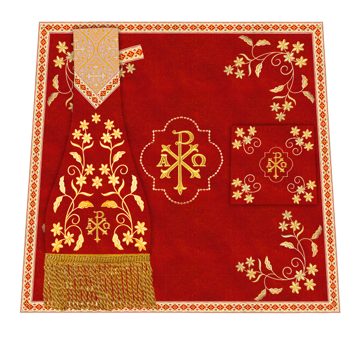 Set of Four Floral Embroidery Roman Chasuble