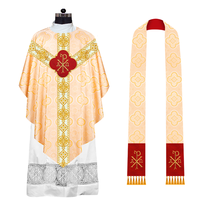 Liturgical Pugin Chasuble with Ornate Orphrey