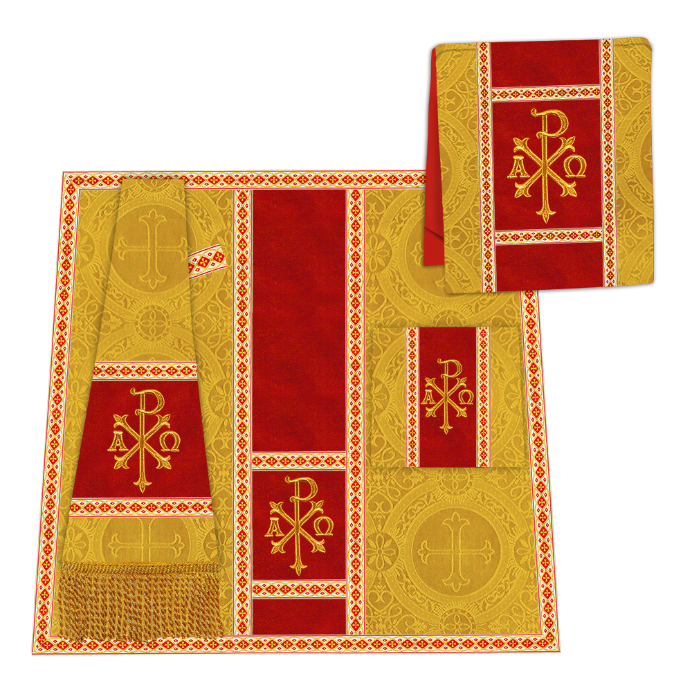 Gothic Chasuble with Embroidered Motif and Plain Orphrey