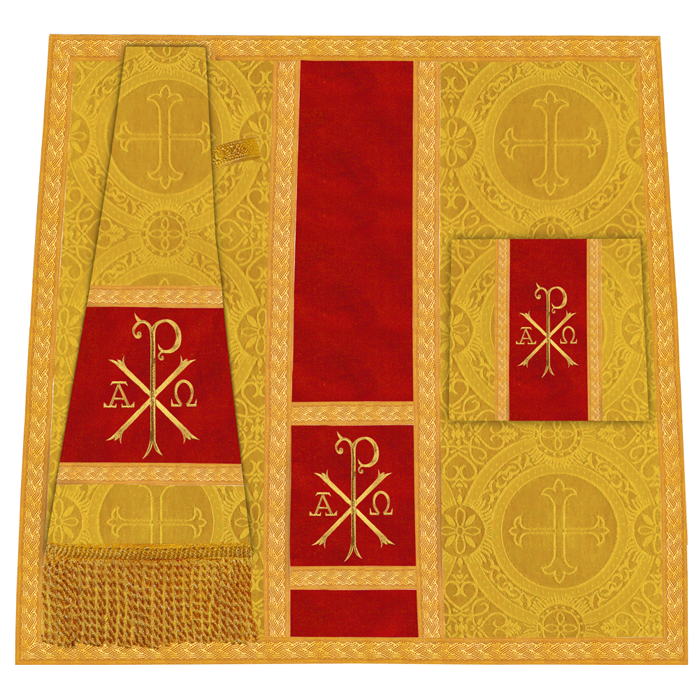 Roman Chasuble Vestment with Spiritual Motif and Ornate Braids